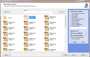 Preview of recovered images.