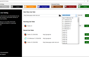 For manual testing or debugging you can run all major browsers directly on your machine. Quick access to unmodified browser version with enabled developer tools.