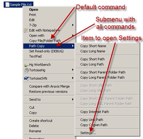 Path Copy Copy A Windows Explorer add on that adds a contextual