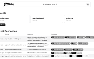 tinyDialog Dashboard