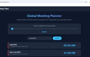 Home page screenshot of https://rightmeetingtime.com