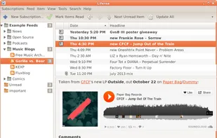 Play SoundCloud music in Liferea.