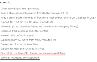 Several languages are supported