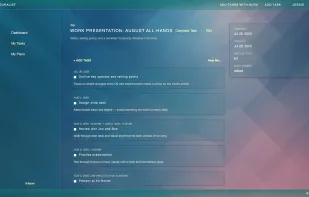 A clean list of your tasks with titles, subtasks, scheduling details, and quick actions for organizing your work.