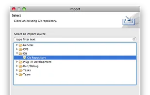 The wizard for cloning (checking out) a git repository