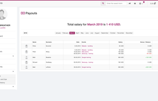 Payouts report - you can see and export each month.