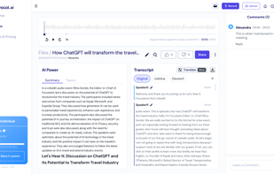 Vocol Workspace for AI Transcription and Collaboration on Files