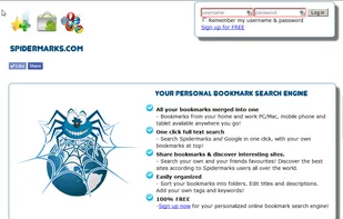 Spidermarks.com bookmark search engine