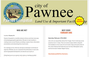 Group overview page.  Group header image, group info on the left side, next upcoming event on the right side.