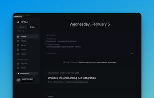 Strategic goals are translated into a clear daily focus. Teams know exactly what matters today, without status meetings or constant check-ins.