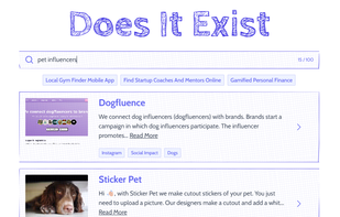 DoesItExist Pet Influencers Search