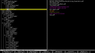 With extensions installed: tabs, tree, modeline, buttons -- text console mode
