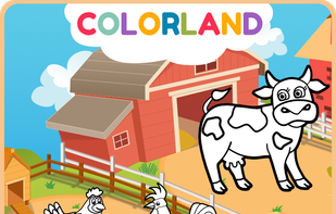 Colorland: Coloring and Sounds for Kids - farm coloring scene, hen, rooster, cow, tractor, sheep