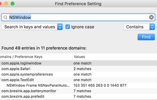 You can search for settings and their names in the entire preferences database of macOS.