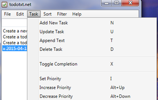 Task menu