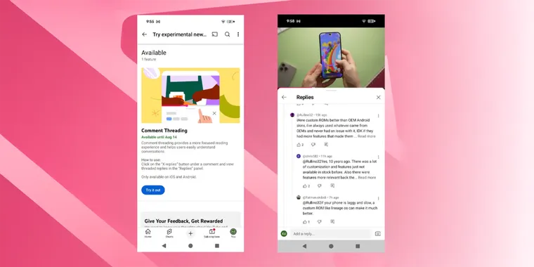 YouTube tests threaded comment UI and nested replies for Premium users image
