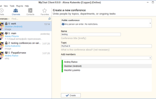 MyChat , creating conferences