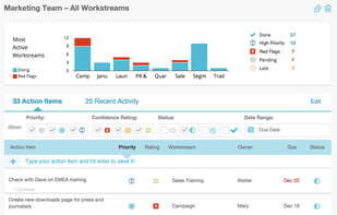 Set objectives and delegate action items to achieve your goals.