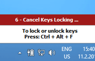 After downloading, extract the zip file to your desired location, then double click the Keyfreeze icon to run it. A countdown popup message will appear just above the taskbar.