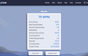 Detailed typing test results