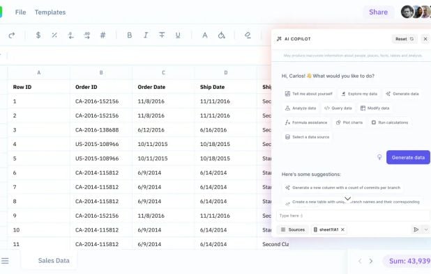 Sourcetable screenshot 1