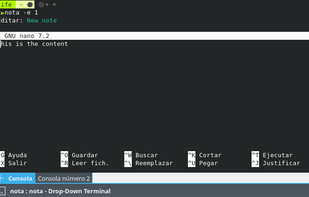 Editing a note with the default editor (nano)