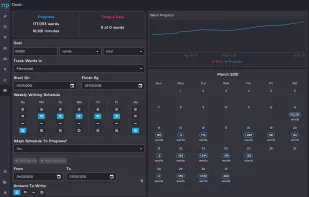 The goals page allows you to see a graph of all of the progress you have made, and automatically adjusts the goals for the remaining days.