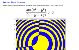 Draw Region Plots where the given equality, inequality or set of them is true.