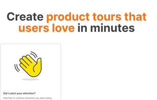 A sample of an OrangeCarpet product tour widget in the corner of a webpage.