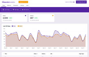 The Independent Analytics dashboard.