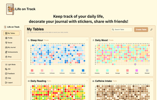 Track your daily habits with visually engaging and customizable pixel tables in Life on Track.