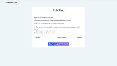 Bulk Email Find Page
