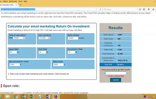 Email ROI calculator screenshot 1
