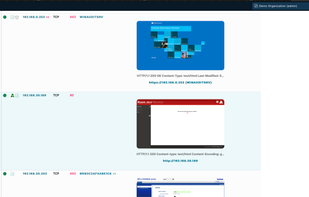 Screenshots of web services