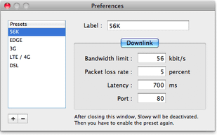 Preference window with custom presets