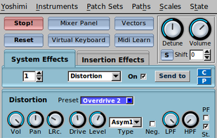 The main window - the starting point for most Yoshimi adventures