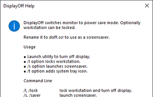 DisplayOff Help