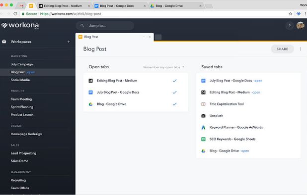 Workona screenshot 1