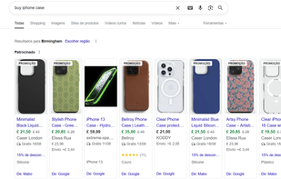 Search results in portuguese language