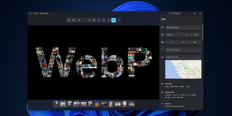 WebP support arrives in the Windows 11 Photos app with the latest release on the Dev and Canary Insider channels image