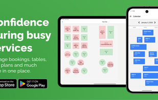 Screenshot of the app on both a tablet and mobile.
