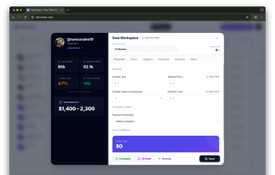 FairCreator influencer's card