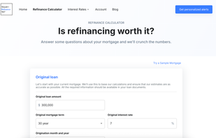 Refinancing calculator form