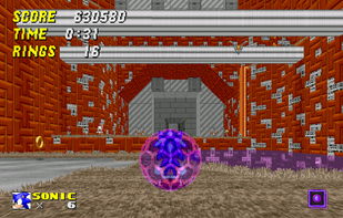 Sonic stumbles upon the factory entrance.
Screenshot by Akito