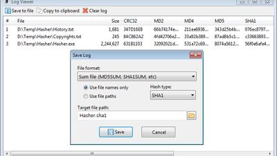 Save log to file