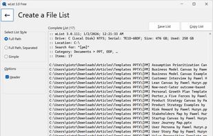 wList creates file list.