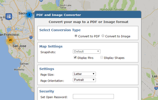 Convert map to PDF or Image