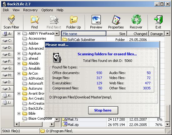 File erase. Back 2. other file. ztreewin. go recover.