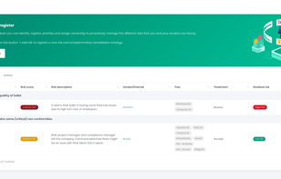 Integrated risk register - which can also be used for internal and specific third-party risks on vendor level