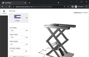 Lifting table configurator